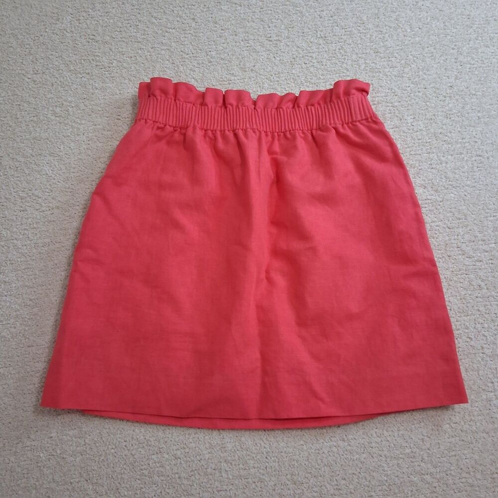 J. Crew cotton linen coral skirt minimalist quiet luxury preppy resort wear Sz 4 - Picture 8 of 8